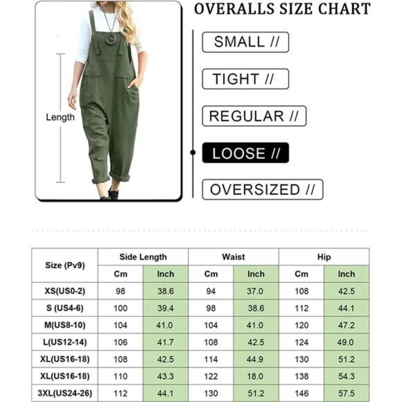 Women's Long Casual Loose Bib Pants Overall Baggy Romper Jumpsuit with Pockets - Picture 4 of 5